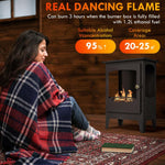 Freestanding Ethanol Fireplace, Steel Bioethanol Fireplace with Stainless Steel Flame Snuffer, 0.9L Tank, 3 Hours Burning Time for Indoor, Black