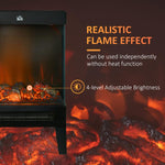 180 Degrees Charming Electric Fireplace Heater, Quiet Freestanding Stove with LED Flame Effect, 3-Sided Tempered Glass Panels, Level-less Temperature Control, Overheat Protection, 1000W/2000W, Black