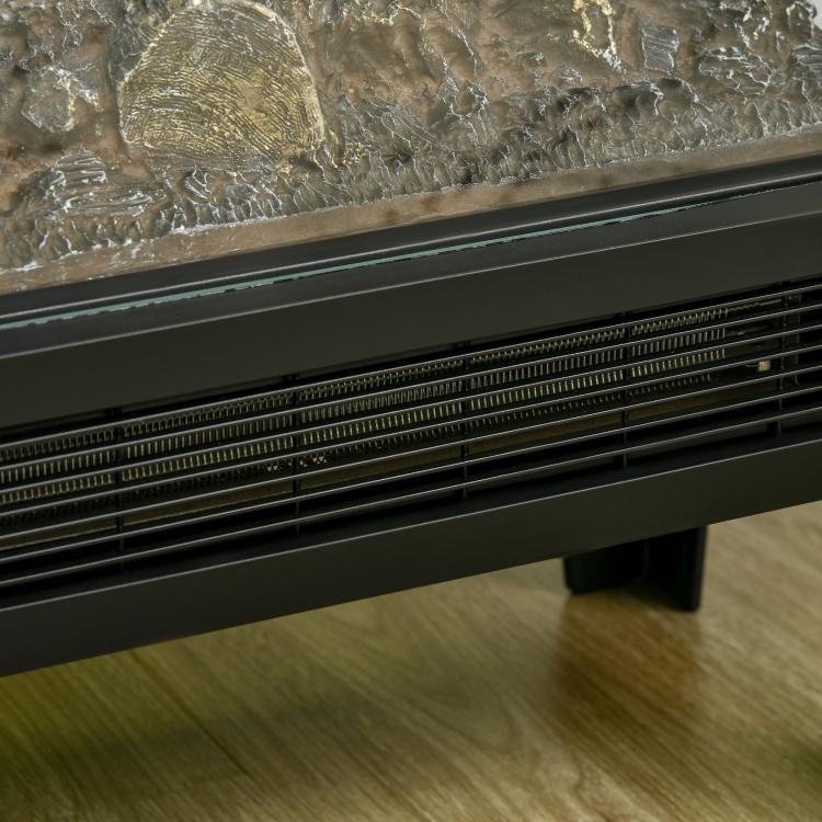 180 Degrees Charming Electric Fireplace Heater, Quiet Freestanding Stove with LED Flame Effect, 3-Sided Tempered Glass Panels, Level-less Temperature Control, Overheat Protection, 1000W/2000W, Black