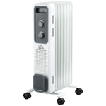 Radiatore a olio da 1500 W, termosifone elettrico portatile con 3 livelli di potenza, spegnimento di sicurezza e ruote, bianco