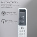Radiatore a olio da 1500 W, termosifone elettrico portatile con 3 livelli di potenza, spegnimento di sicurezza e ruote, bianco