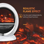 Freestanding Electric Fireplace Indoor Space Table Top Heater with Realistic Flame Effect, Rotatable Head, Overheating Protection, 1500W, White