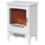 Electric Fireplace Stove, Free standing Fireplace Heater with Realistic LED Flame Effect, Overheat Safety Protection, 900W/1800W, White