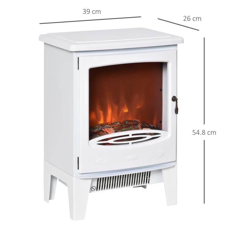 Electric Fireplace Stove, Free standing Fireplace Heater with Realistic LED Flame Effect, Overheat Safety Protection, 900W/1800W, White