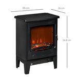 Electric Fireplace Stove, Free standing Fireplace Heater with Realistic LED Flame Effect, Overheat Safety Protection, 900W/1800W, Black