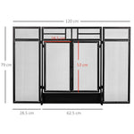3-Panel Folding Fireplace Screen with Door, Freestanding Spark Guard, Metal Mesh Fireguard, Black
