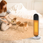 Ceramic Space Heater, Indoor Tower Heater with 2 Heat, Oscillation, Remote Control, Timer, Tip-Over & Overheating Protection, 1200W/2000W, White