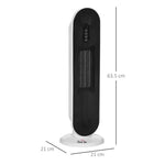 Ceramic Space Heater, Indoor Tower Heater with 2 Heat, Oscillation, Remote Control, Timer, Tip-Over & Overheating Protection, 1200W/2000W, White