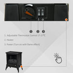 Electric Fireplace Stove, Free Standing Fireplace Heater with Realistic Flame Effect, Dual Power Settings (1800-2000W), Adjustable Temperature and Overheat Protection, Black