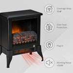 Electric Fireplace Stove, Free Standing Fireplace Heater with Realistic Flame Effect, Dual Power Settings (1800-2000W), Adjustable Temperature and Overheat Protection, Black