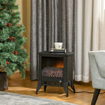Electric Fireplace Stove, Free Standing Fireplace Heater with Realistic Flame Effect, Dual Power Settings (1800-2000W), Adjustable Temperature and Overheat Protection, Black