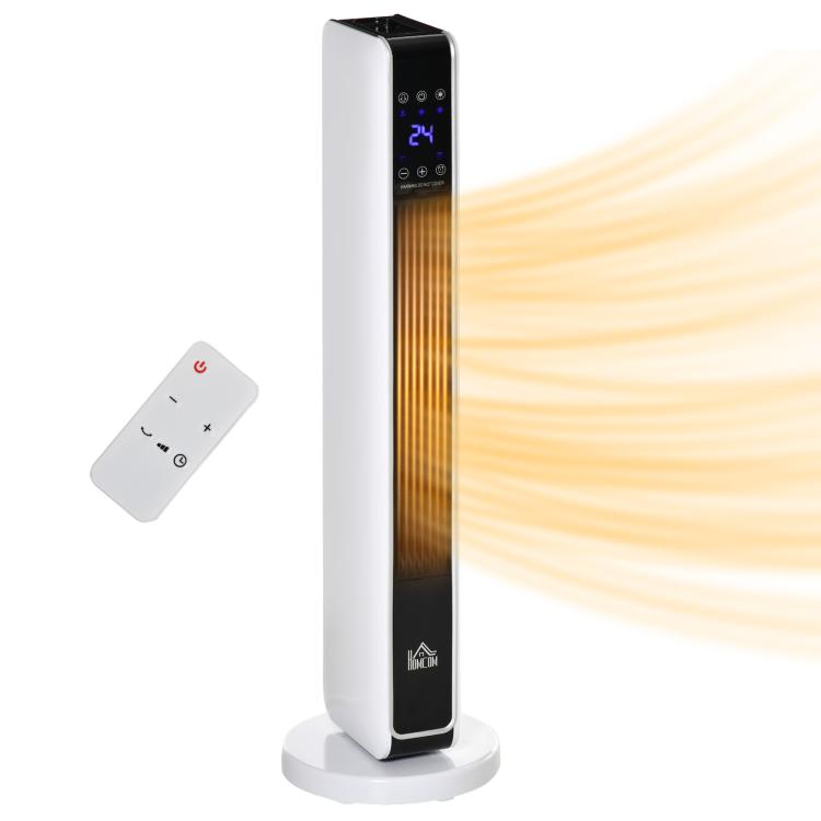 1100W/2200W Space Heater with 65 Degrees Oscillation, Electric Heater with 2 Heat and Fan, 8-Hour Timer, Overheat & Tip Over Protection for Bedroom, 29 inch