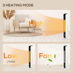1100W/2200W Space Heater with 65 Degrees Oscillation, Electric Heater with 2 Heat and Fan, 8-Hour Timer, Overheat & Tip Over Protection for Bedroom, 29 inch