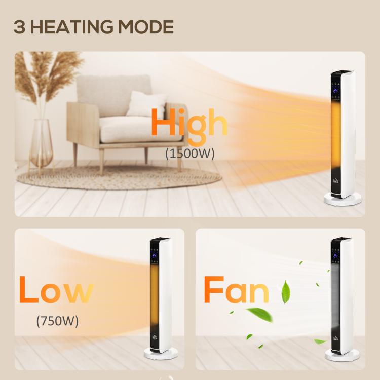 1100W/2200W Space Heater with 65 Degrees Oscillation, Electric Heater with 2 Heat and Fan, 8-Hour Timer, Overheat & Tip Over Protection for Bedroom, 29 inch