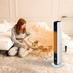 1100W/2200W Space Heater with 65 Degrees Oscillation, Electric Heater with 2 Heat and Fan, 8-Hour Timer, Overheat & Tip Over Protection for Bedroom, 29 inch