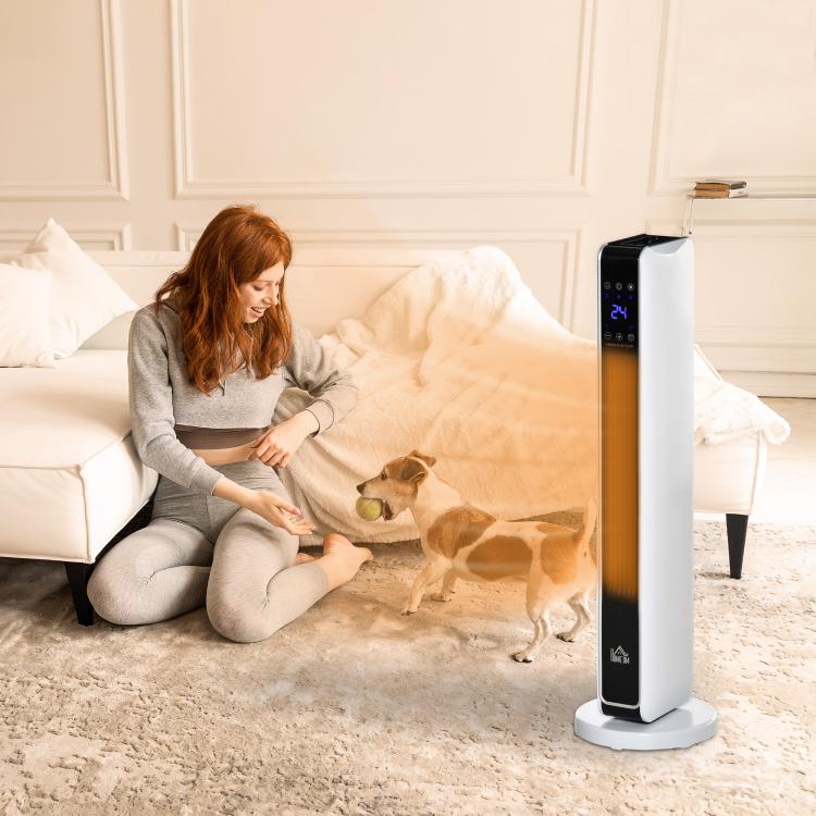 1100W/2200W Space Heater with 65 Degrees Oscillation, Electric Heater with 2 Heat and Fan, 8-Hour Timer, Overheat & Tip Over Protection for Bedroom, 29 inch