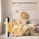 1100W/2200W Space Heater with 65 Degrees Oscillation, Electric Heater with 2 Heat and Fan, 8-Hour Timer, Overheat & Tip Over Protection for Bedroom, 29 inch