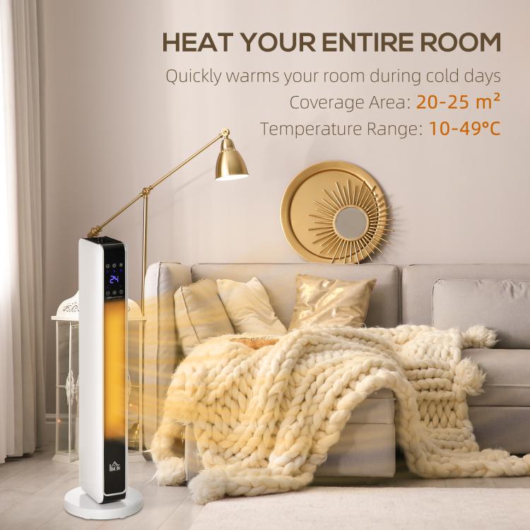 1100W/2200W Space Heater with 65 Degrees Oscillation, Electric Heater with 2 Heat and Fan, 8-Hour Timer, Overheat & Tip Over Protection for Bedroom, 29 inch