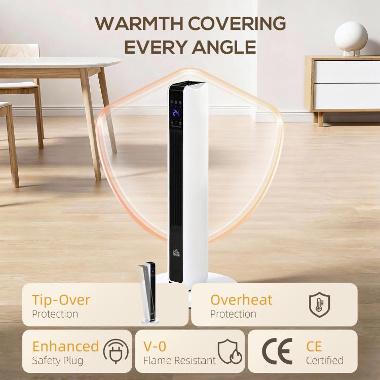 1100W/2200W Space Heater with 65 Degrees Oscillation, Electric Heater with 2 Heat and Fan, 8-Hour Timer, Overheat & Tip Over Protection for Bedroom, 29 inch