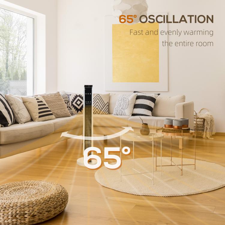 1100W/2200W Space Heater with 65 Degrees Oscillation, Electric Heater with 2 Heat and Fan, 8-Hour Timer, Overheat & Tip Over Protection for Bedroom, 29 inch