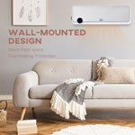 Wall Downflow Heater 2 Heat and Fan 1000W/2000W, Electric Space Heater with Timer Remote Oscillating, for Bedroom Home Office, White and Silver