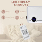 Wall Downflow Heater 2 Heat and Fan 1000W/2000W, Electric Space Heater with Timer Remote Oscillating, for Bedroom Home Office, White and Silver