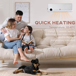 Wall Downflow Heater 2 Heat and Fan 1000W/2000W, Electric Space Heater with Timer Remote Oscillating, for Bedroom Home Office, White and Silver