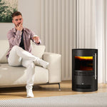 1000W/2000W Freestanding Electric Fireplace, Indoor Heater Fire Stove with Log Burner Effect Flame, Thermostat Control