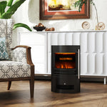 1000W/2000W Freestanding Electric Fireplace, Indoor Heater Fire Stove with Log Burner Effect Flame, Thermostat Control