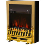 Contemporary Electric Fireplace Coal Burning Flame Effect Inset Fire Place Space Heater Glass View LED Lighting, 1000W/2000W, Golden