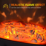 Tempered Glass Casing Electric Fireplace, Freestanding Electric Fire with Realistic Flame Effect, Log Burner with Overheat Protection, 950w/ 1850W, Black