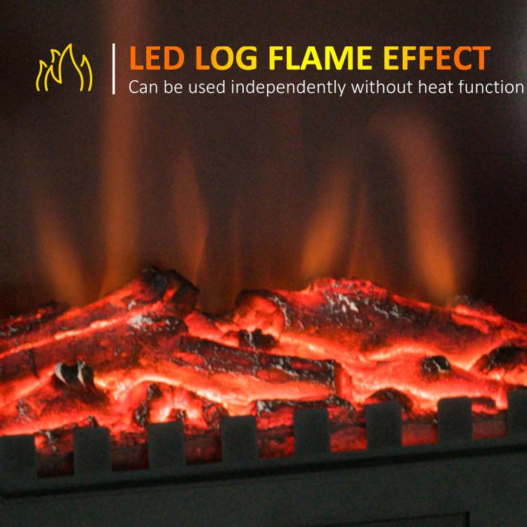 Freestanding Electric Fireplace, Electric Stove Heater with LED Flame Effect, Overheating Safety System, 1000W/2000W Black
