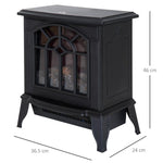 1000W/2000W Freestanding Electrical Fireplace Indoor Heater Stove Log Wood LED Burning Effect Flame with Thermostat Control Black