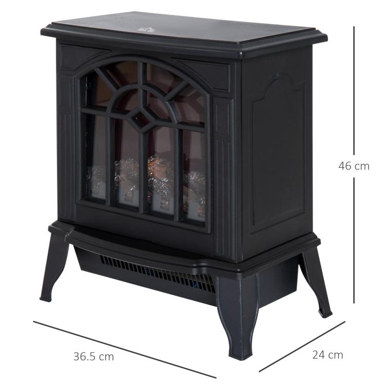 1000W/2000W Freestanding Electrical Fireplace Indoor Heater Stove Log Wood LED Burning Effect Flame with Thermostat Control Black