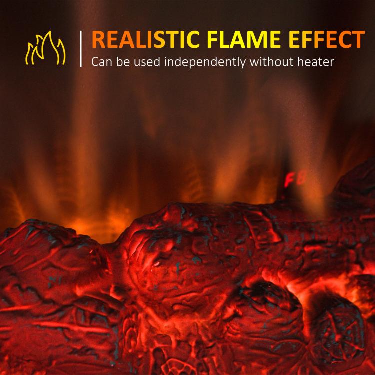 1000W/2000W Freestanding Electrical Fireplace Indoor Heater Stove Log Wood LED Burning Effect Flame with Thermostat Control Black