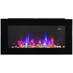 LED Wall Mounted Fireplace Curved Glass Electric Fire Place for Living Room, 1000W/2000W, 48H x 90.8W x 11.5Dcm, Black