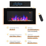 LED Wall Mounted Fireplace Curved Glass Electric Fire Place for Living Room, 1000W/2000W, 48H x 90.8W x 11.5Dcm, Black