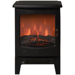 900W/1800W Freestanding Electric Fireplace Room Heater w/ Adjustable Artificial Flame Tempered Glass Safe Home Warmth Retro Faux Fire