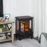 900W/1800W Freestanding Electric Fireplace Room Heater w/ Adjustable Artificial Flame Tempered Glass Safe Home Warmth Retro Faux Fire