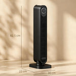 2000W Ceramic Electric Heater with Fan, Timer, Oscillation - Black