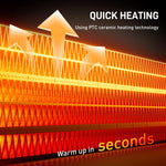 2000W Ceramic Electric Heater with Fan, Timer, Oscillation - Black