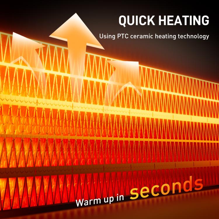 2000W Ceramic Electric Heater with Fan, Timer, Oscillation - Black