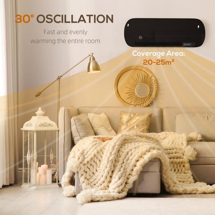 Termoventilatore ceramico da parete 2000 W con timer e telecomando - immagine 8