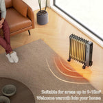 2500W Oil Filled Radiator, 11 Fin, Portable Electric Heater with 3 Heat Settings, Safety Cut-Off and Wheels, Grey