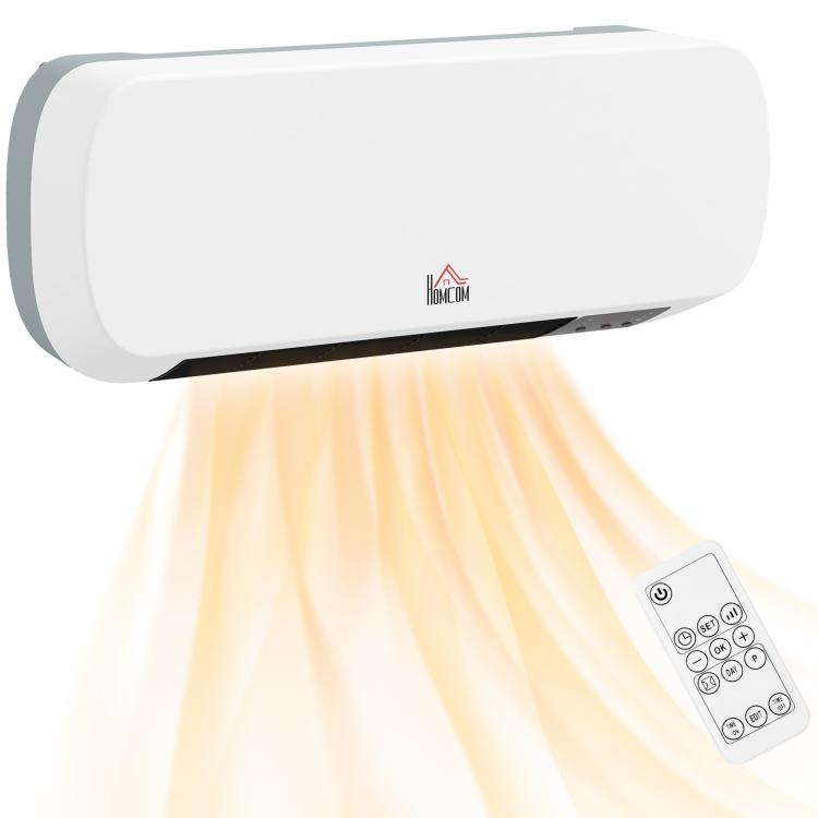 2000W Wall Mounted Ceramic Space Heater, 10-49 DegreesC Temperature, White