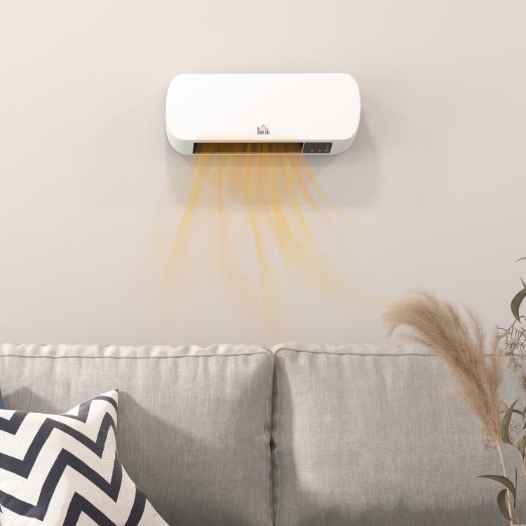 2000W Wall Mounted Ceramic Space Heater, 10-49 DegreesC Temperature, White