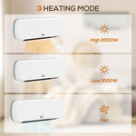 2000W Wall Mounted Ceramic Space Heater, 10-49 DegreesC Temperature, White