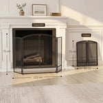 3-Panel Folding Fireplace Screen, 122x75 cm, Black