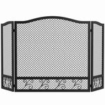 3-Panel Folding Fireplace Screen, 107x60 cm, Black