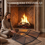 3-Panel Folding Fireplace Screen, 107x60 cm, Black